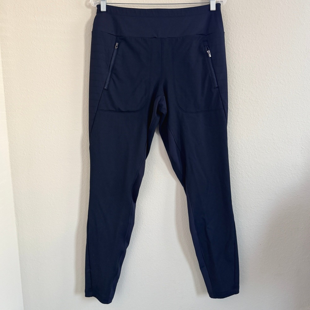 Athleta Peak Hybrid Fleece Tight Leggings Womens Large Navy Blue Outdoor Camping